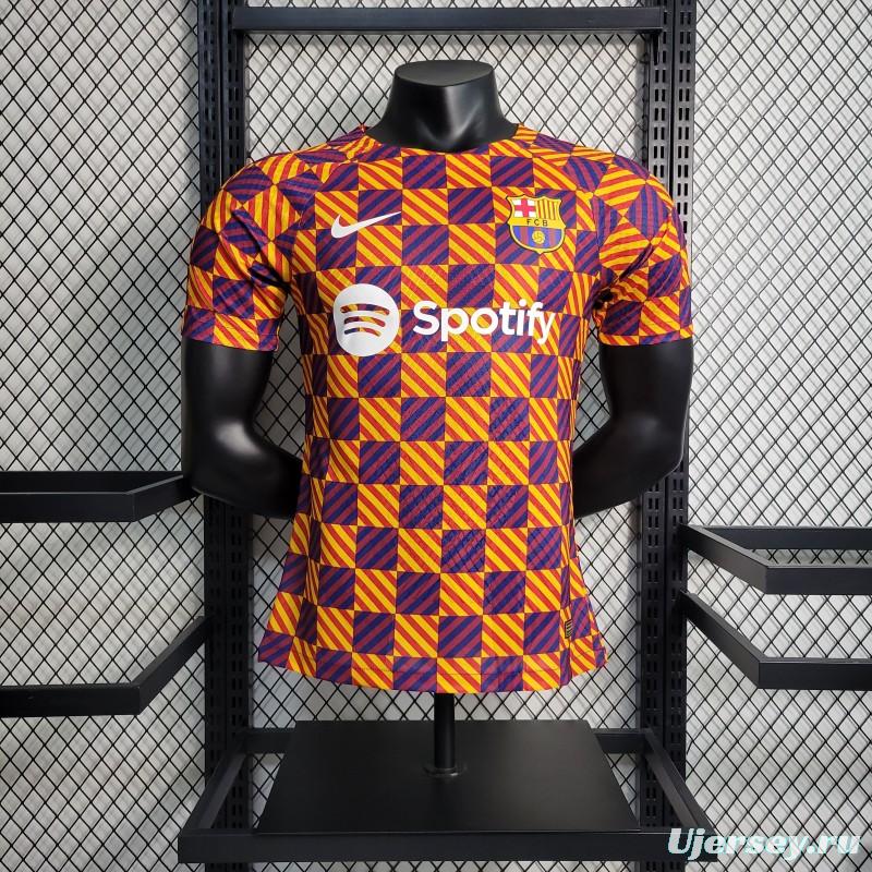 Player Version 23-24 Barcelona Training Orange Jersey