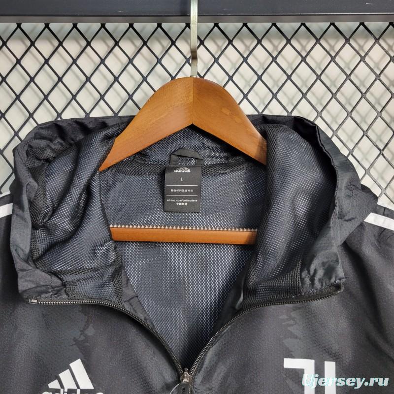 23-24 Juventus Black Windbreaker