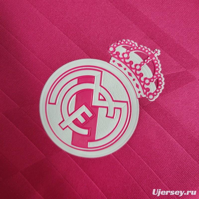 Retro 14-15 Long Sleeve Real Madrid Away Pink Jersey