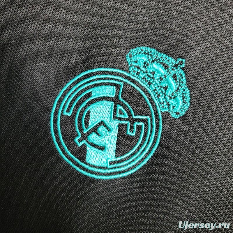 Retro Long Sleeve 17-18 Real Madrid Away Black Jersey