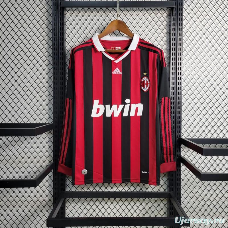 Retro Long Sleeve 2009-10 AC Milan Home Jersey