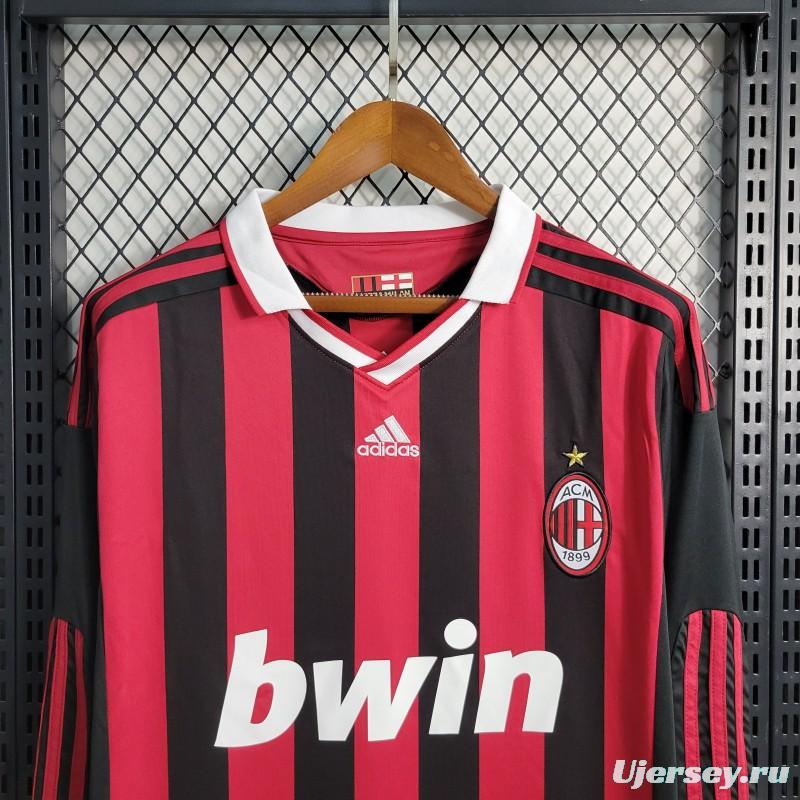 Retro Long Sleeve 2009-10 AC Milan Home Jersey