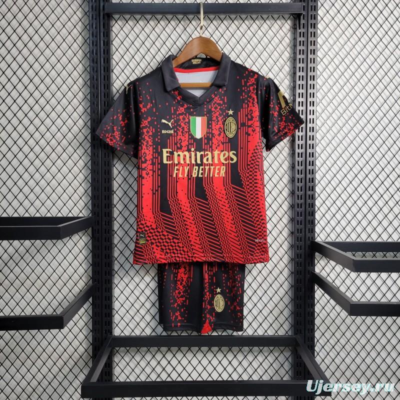 23-24 Kids AC Milan Forth Black/Red Jersey