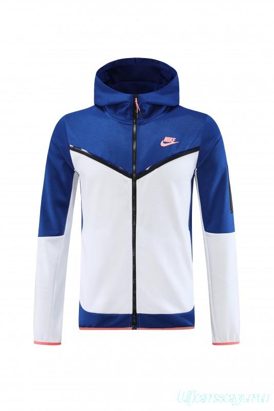 2023 Nike White Blue Full Zipper Hoodie Jacket +Pants