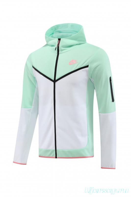 2023 Nike White Green Full Zipper Hoodie Jacket +Pants