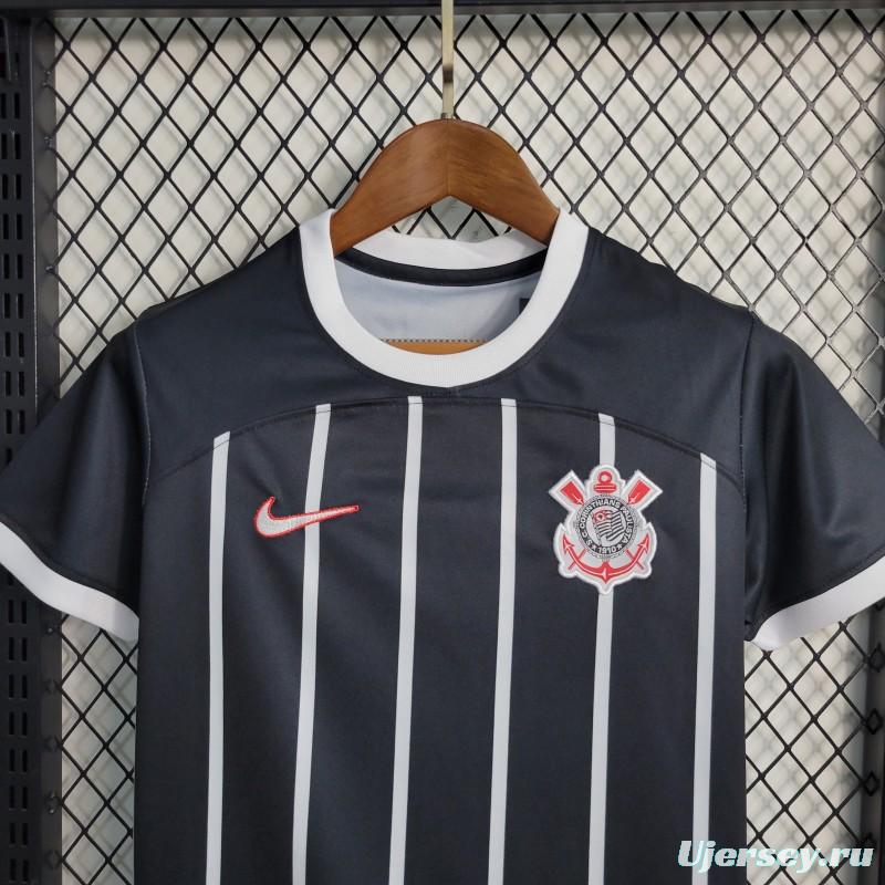 23-24 Kids Corinthians Away Black Jersey Size 16-28