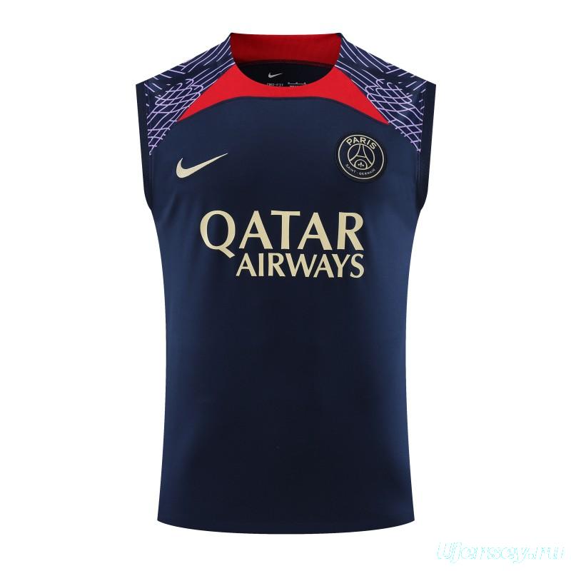 23-24 PSG Navy Vest Jersey+Shorts