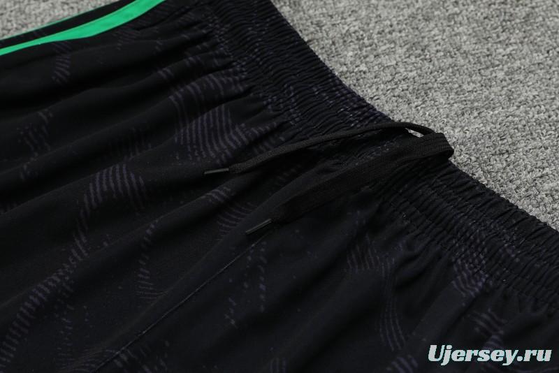 23-24 Real Madrid Black Green Pattern Vest Jersey+Shorts