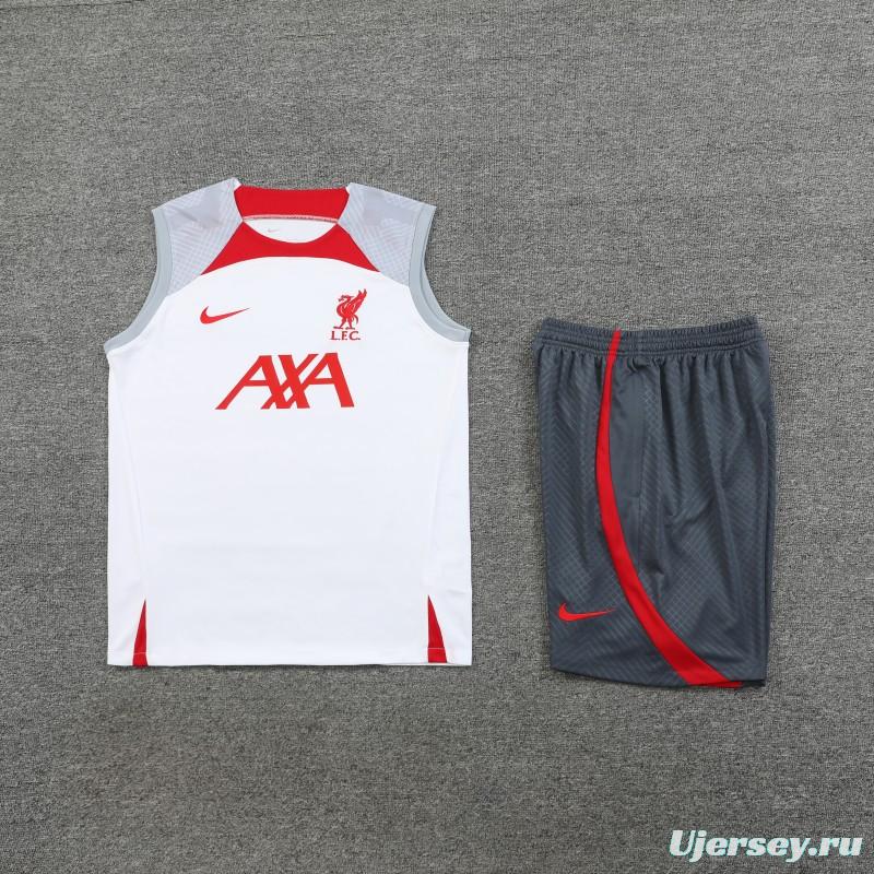 23-24 Liverpool White Vest Jersey+Shorts