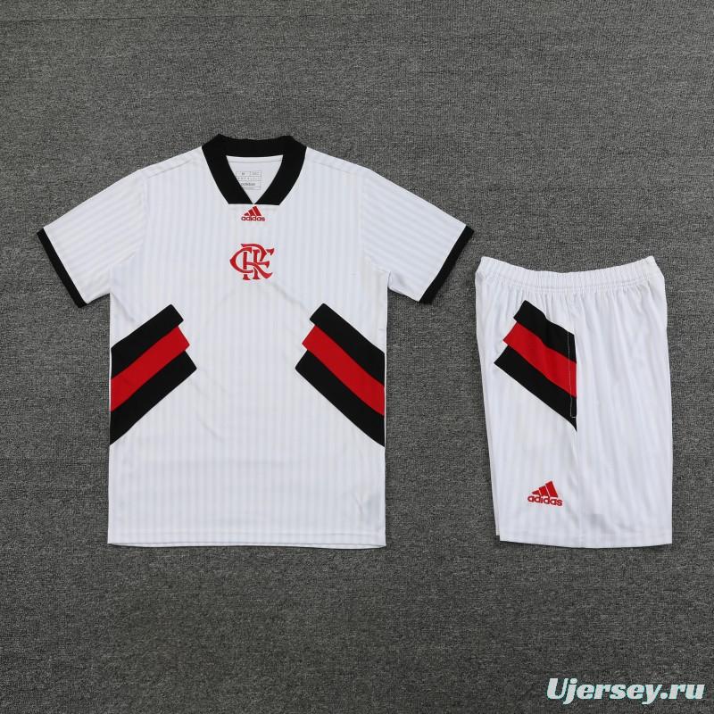 23-24 Flamengo White Remake Icon White Short Sleeve Jersey+Shorts