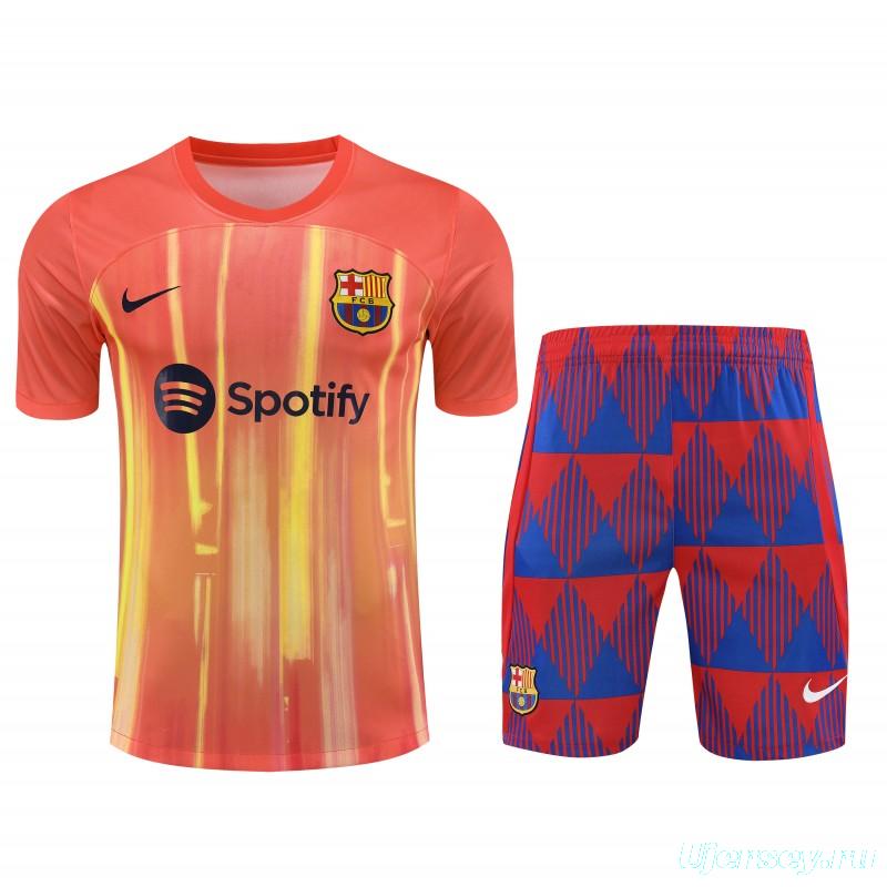 23-24  Barcelona Orange Short Sleeve Jersey+Shorts