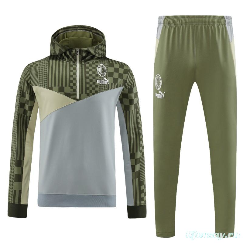 23/24 PUMA Green Grey Hoodie Half Zipper Jacket+Pants