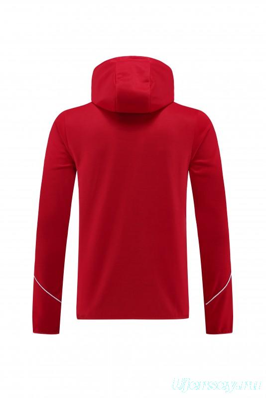 2023 Adidas Red Hoodie Full Zipper Jacket +Pants