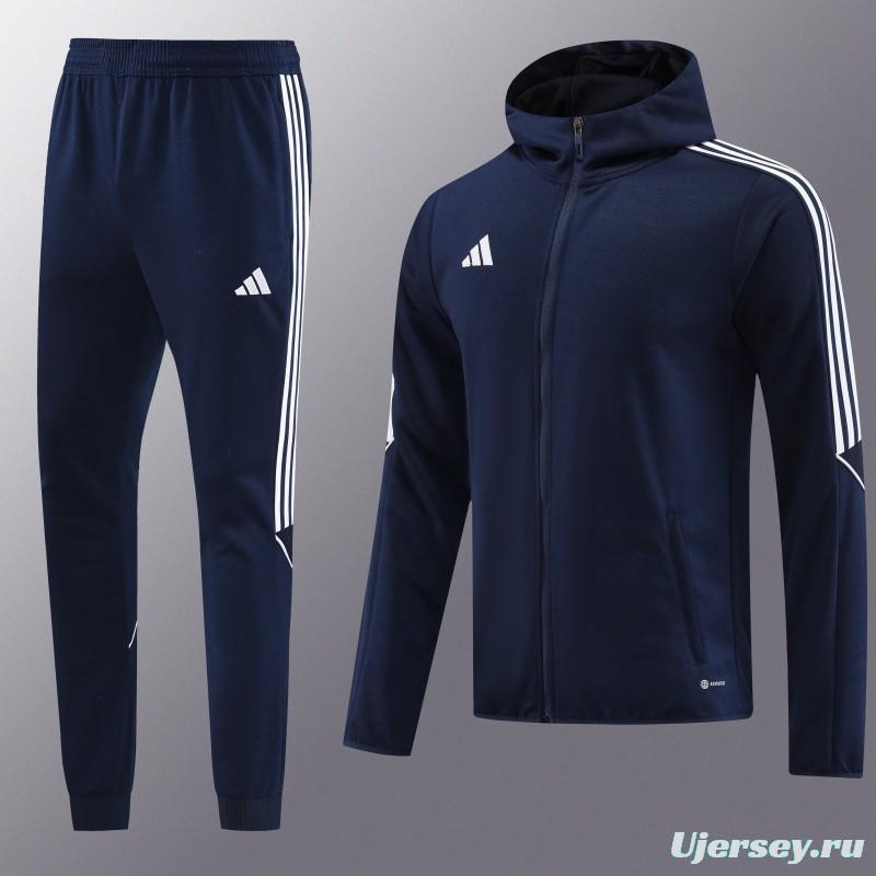 2023 Adidas Navy Hoodie Full Zipper Jacket +Pants