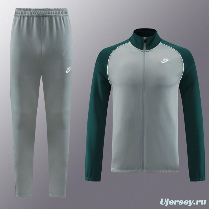 2023 NIKE Grey/Dark Green Hoodie Full Zipper Jacket +Pants