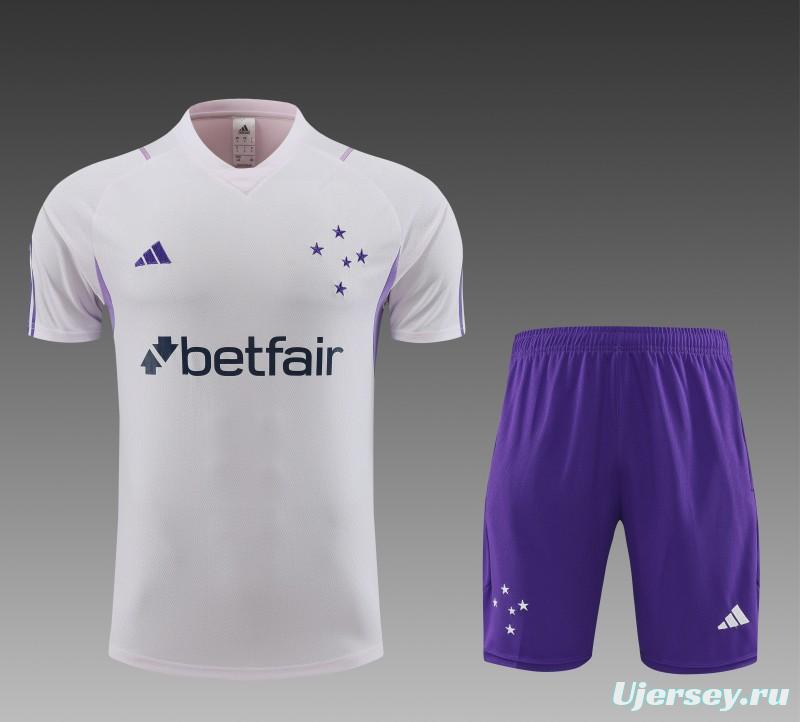 23 24 Cruzeiro White Short Sleeve+Shorts