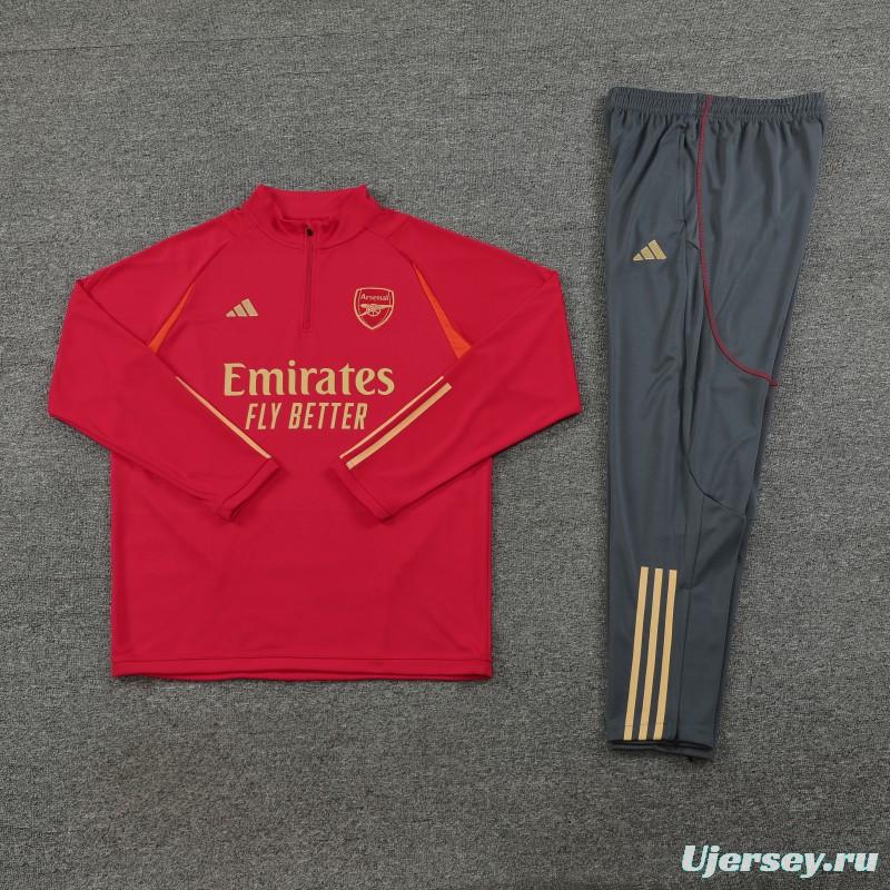 23/24 Arsenal Red Half Zipper Jacket+ Pants