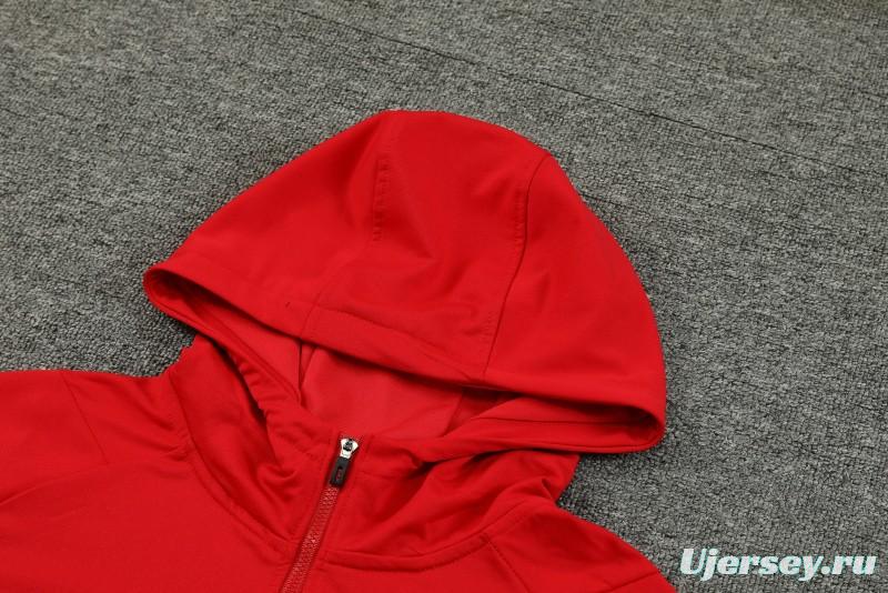 23/24 Arsenal Red Hoodie Half Zipper Jacket+ Pants