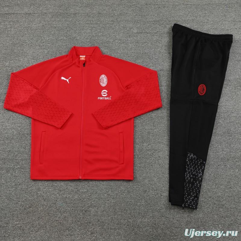 23/24 AC Milan Red Half Zipper Jacket +Pants