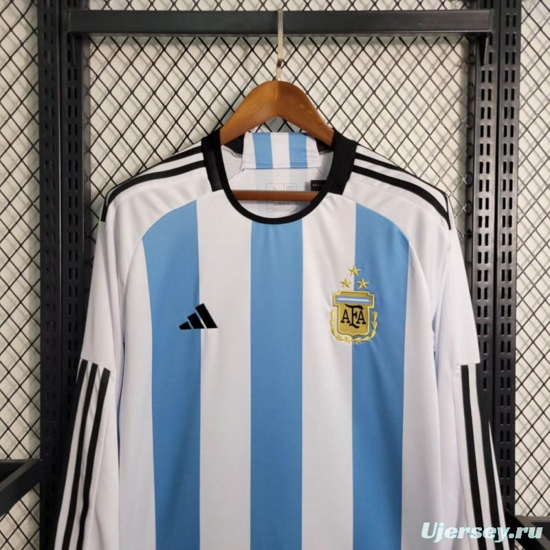 3 Stars 2022 Argentina Home Long Sleeve Jersey