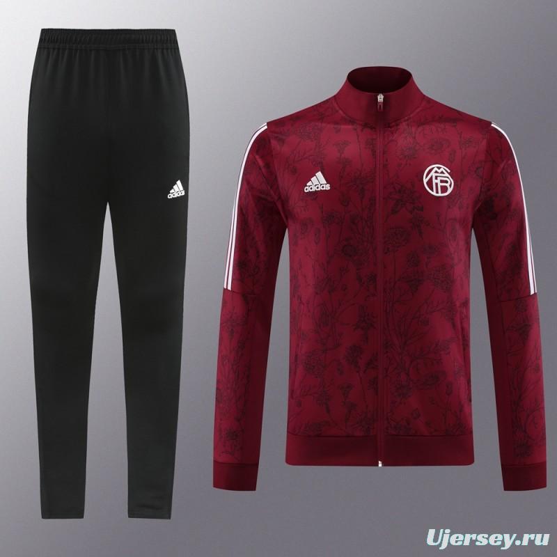 23/24 Bayern Munich Wine Full Zipper Jacket+Pants