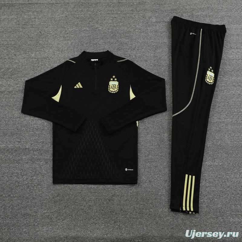 2023 Argentina Black Full Zipper Jacket+Pants