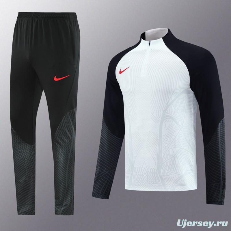 2024 Nike White/Black Half Zipper Jacket+Pants