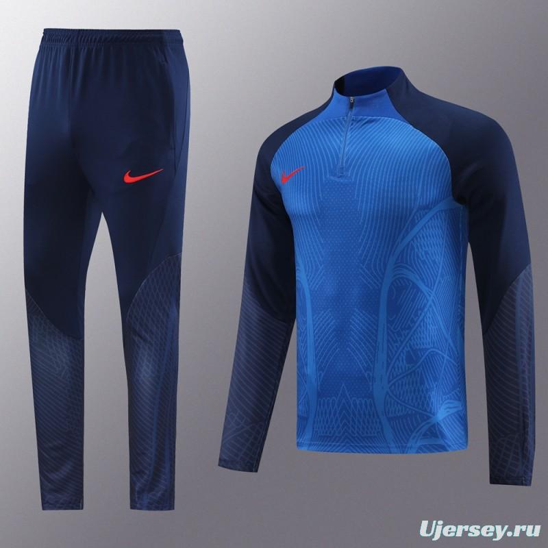 2024 Nike Blue/Navy Half Zipper Jacket+Pants