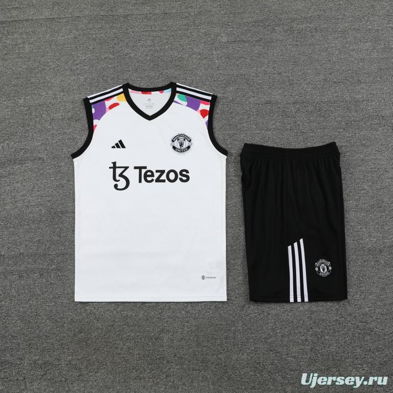 24/25 Manchester United White Vest Jeresy+Shorts