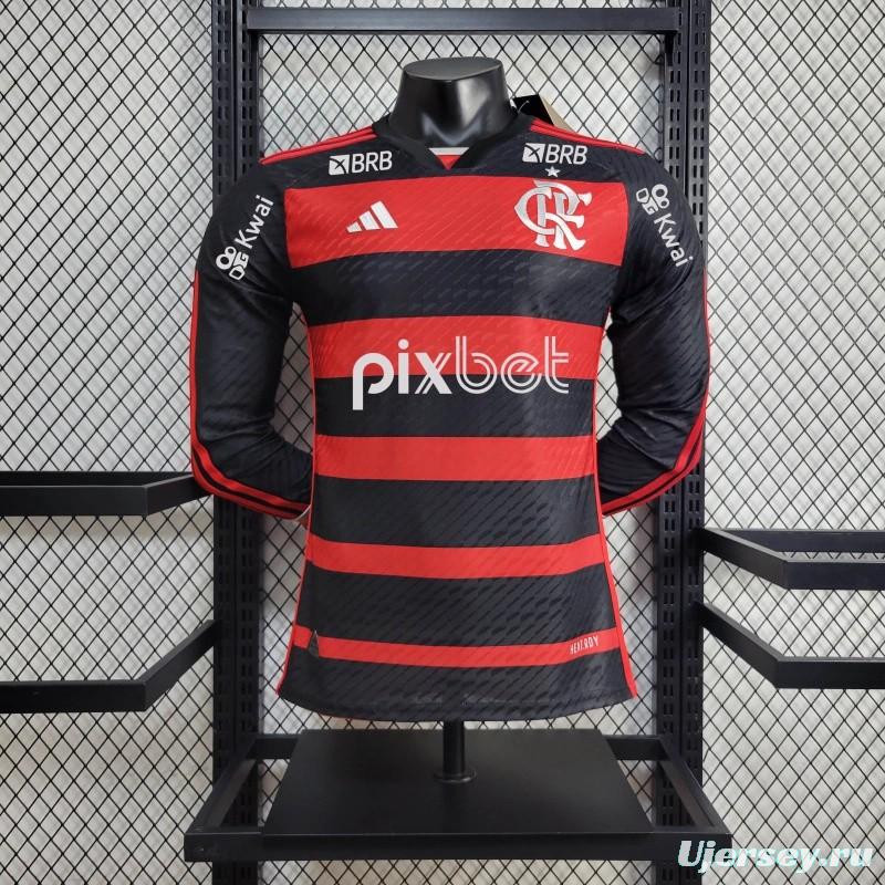 Player Version 24/25 Flamengo Home Long Sleeve Jersey+ All Sponsored