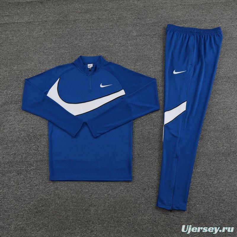 2024 Nike Blue/White Half Zipper Jacket+Pants