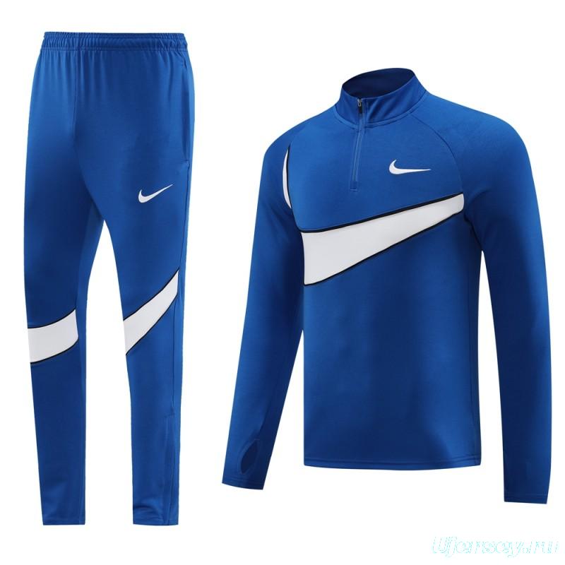 2024 Nike Blue/White Half Zipper Jacket+Pants