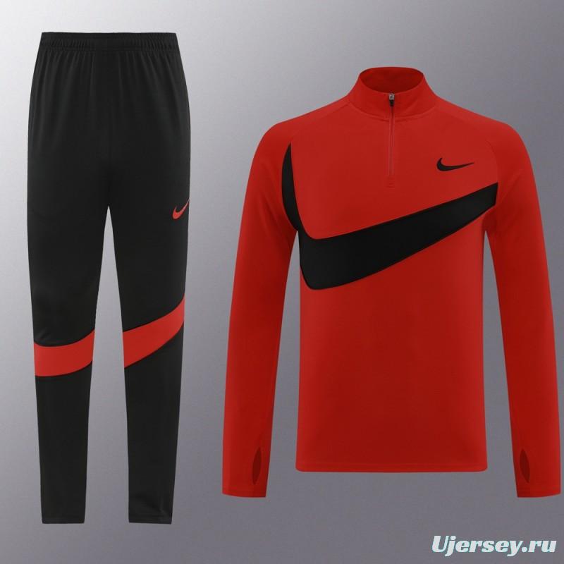 2024 Nike Red/Black Half Zipper Jacket+Pants