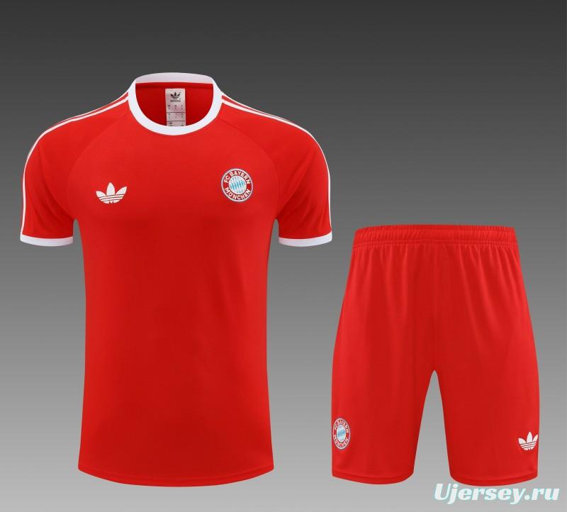 23/24 Bayern Munich Red Cotton Short Sleeve Jersey+Shorts