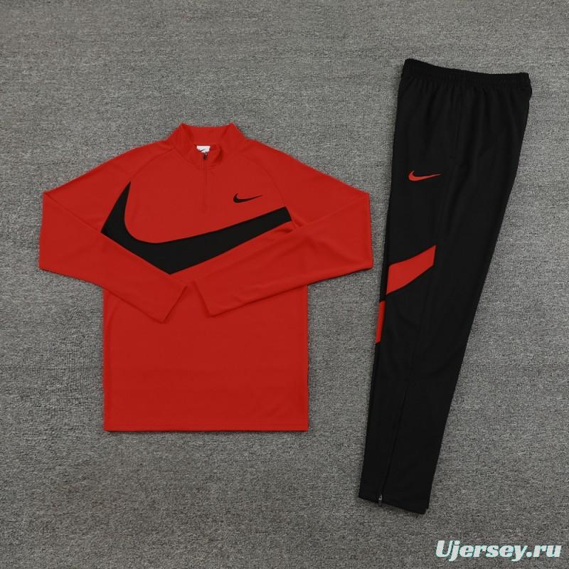 2024 Nike Red/Black Half Zipper Jacket+Pants