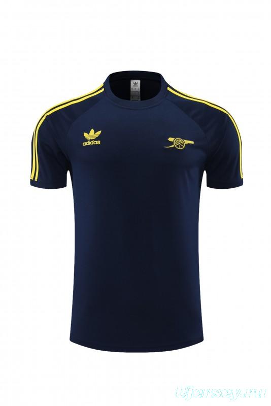 23/24 Arsenal Navy/Yellow Cotton Short Sleeve Jersey+Shorts