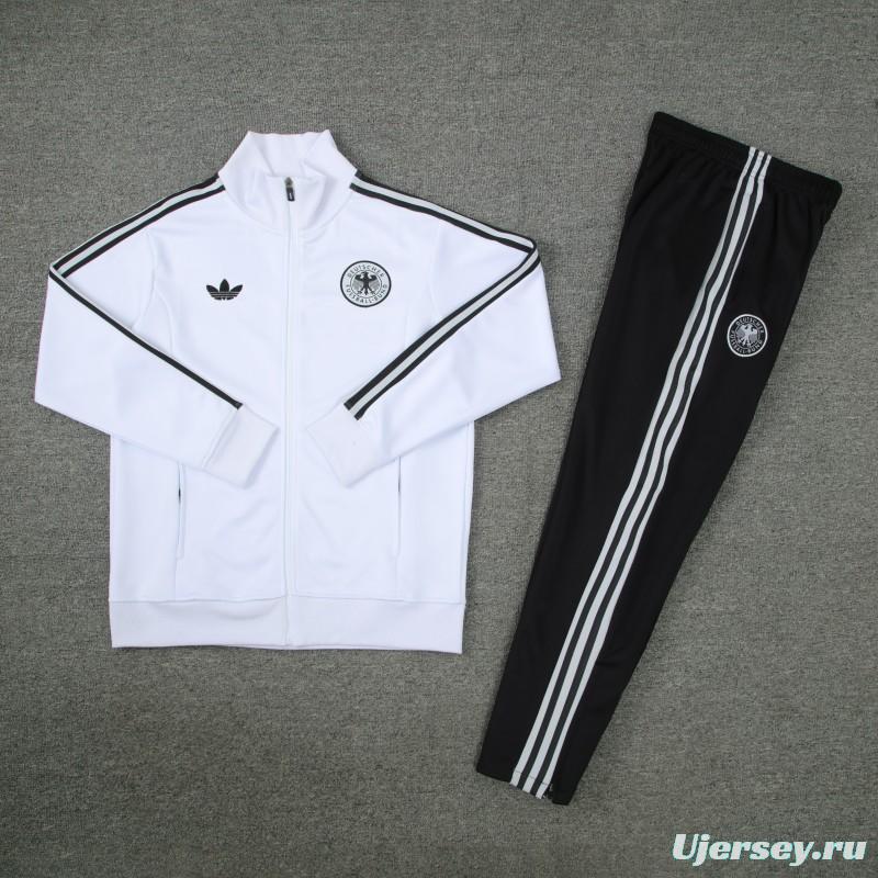 2024 Germany White Full Zipper Jacket +Long Pants