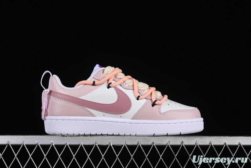 Nike Court Borough Rose Pink Customized  Non-Slip Wear-Resistant Low-Top Sneakers