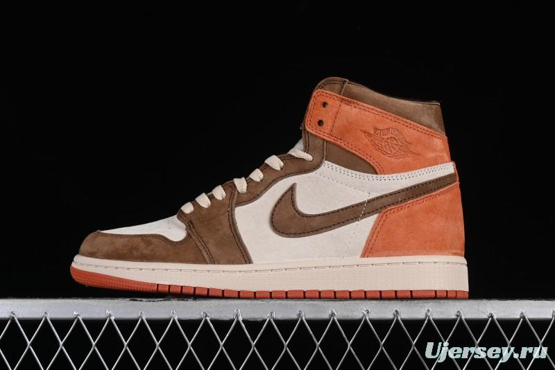 Nike Air Jordan 1 High OG Basketball Shoes in Dusted Clay & Dune Colorway - FQ2941-200