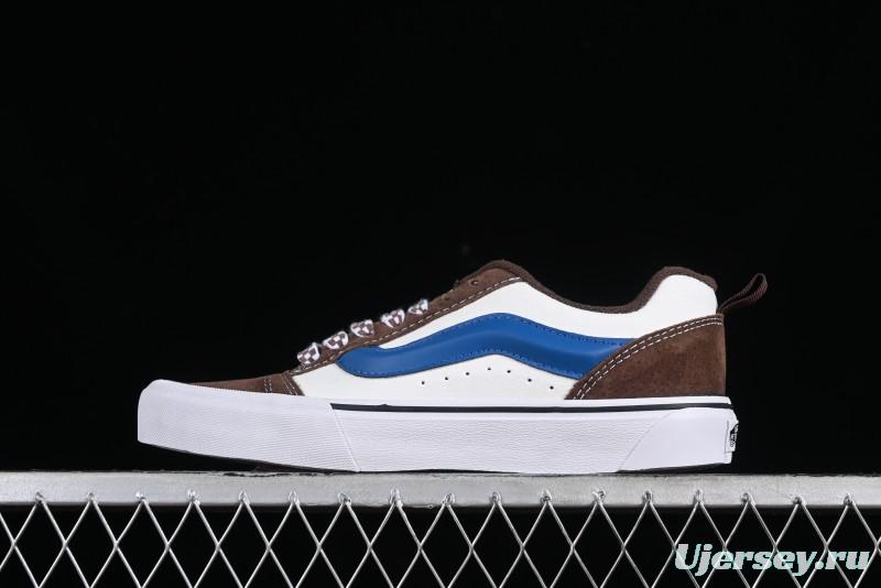 Vans Classics Knu Skool White Blue Brown Colorblock Chunky Tongue Skate Shoes - VN0009QCDMV