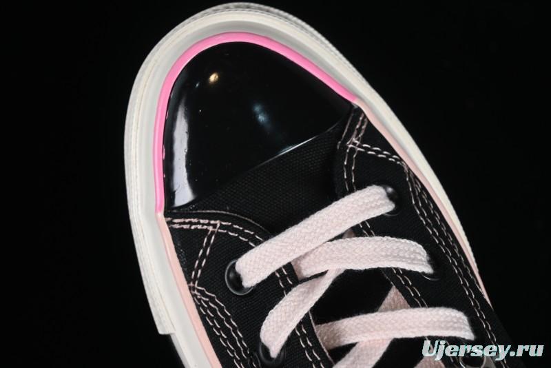 Converse Chuck 70s High Top Canvas Sneakers with Chain Accents in Black & Pink - A09539C