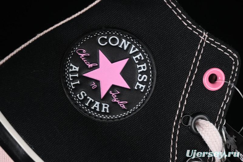Converse Chuck 70s High Top Canvas Sneakers with Chain Accents in Black & Pink - A09539C