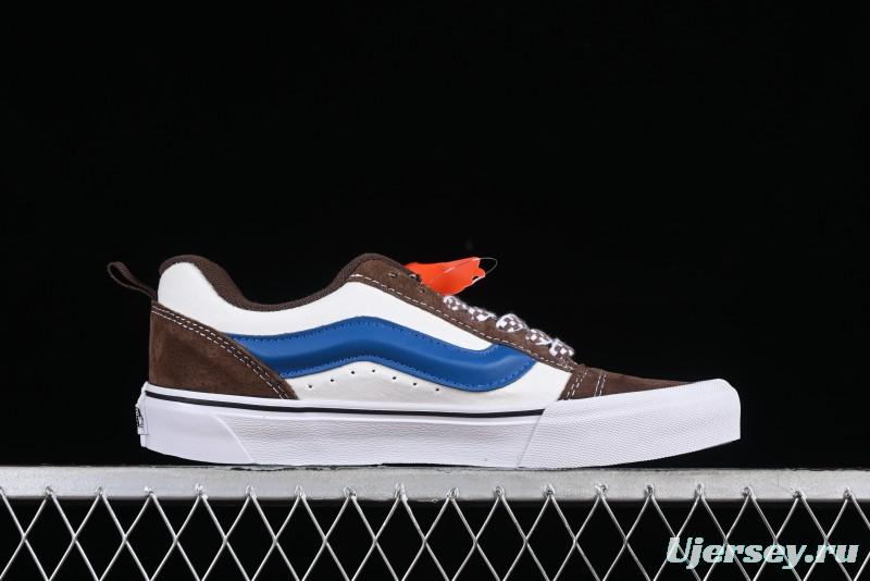 Vans Classics Knu Skool White Blue Brown Colorblock Chunky Tongue Skate Shoes - VN0009QCDMV