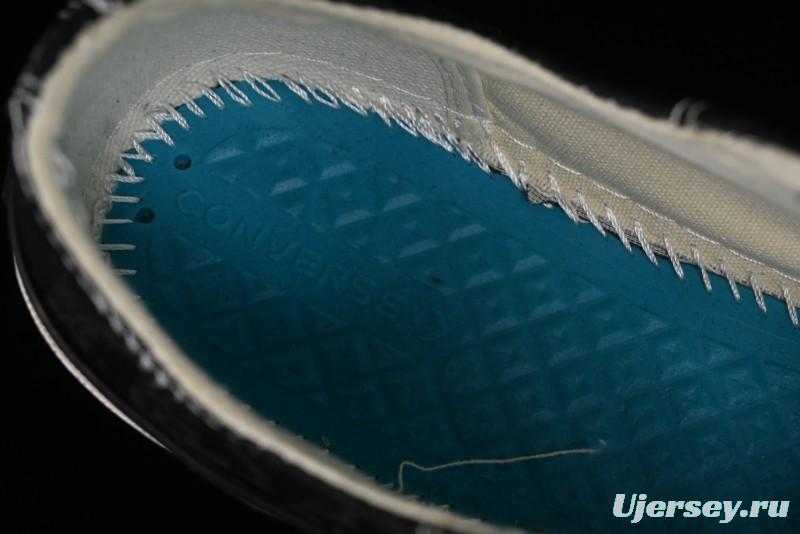 Clot x Fragment Design x Converse Custom Triple Collaboration Low-Top Sneakers with Distressed Black Silk and Brier Pattern - A10925C