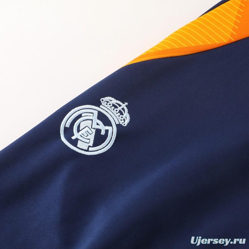 24/25 Real Madrid Light Blue/Yellow Full Zipper Jacket +Long Pants