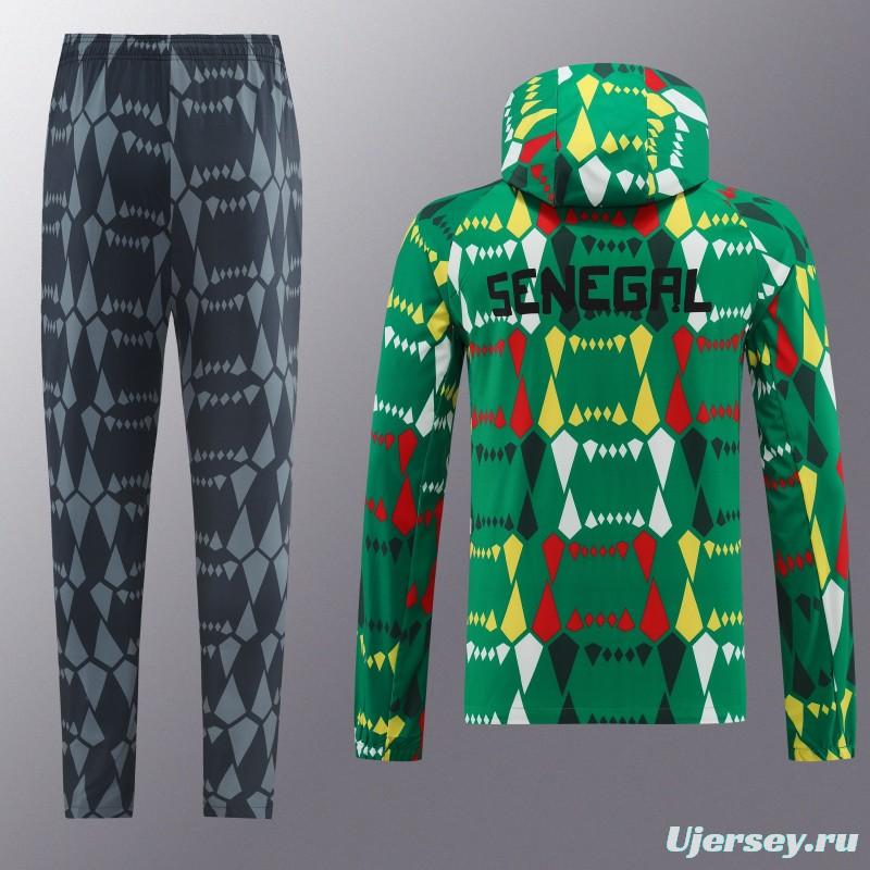 2024 Senegal Green Hoodie Full Zipper Jacket +Long Pants