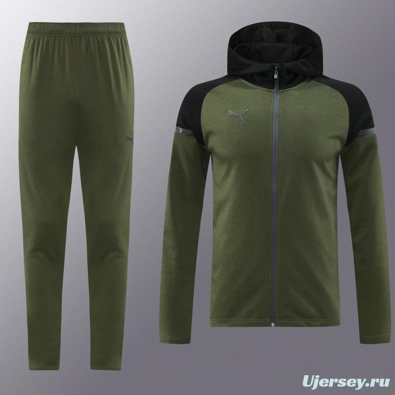 2024 Puma Dark Green Full Zipper Jacket +Long Pants