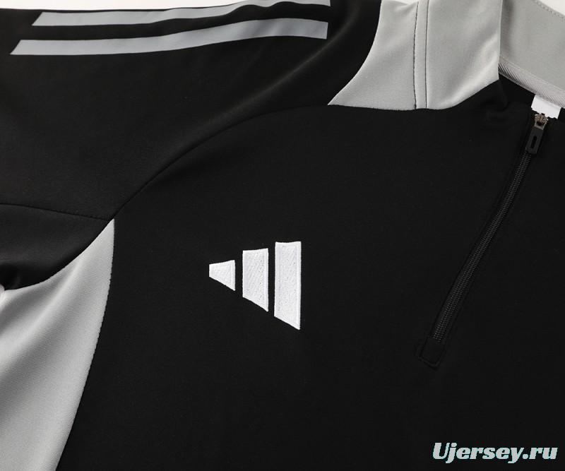 2024 Adidas Black/Grey Half Zipper Jacket +Long Pants