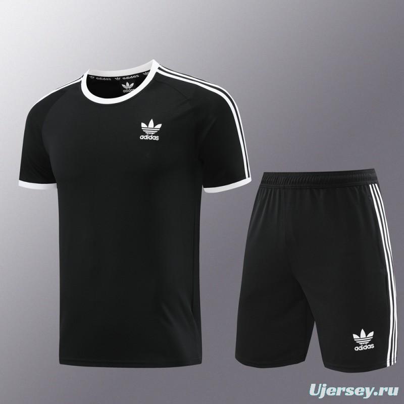 24/25 Adidas Original Black Short Sleeve Jersey+Shorts