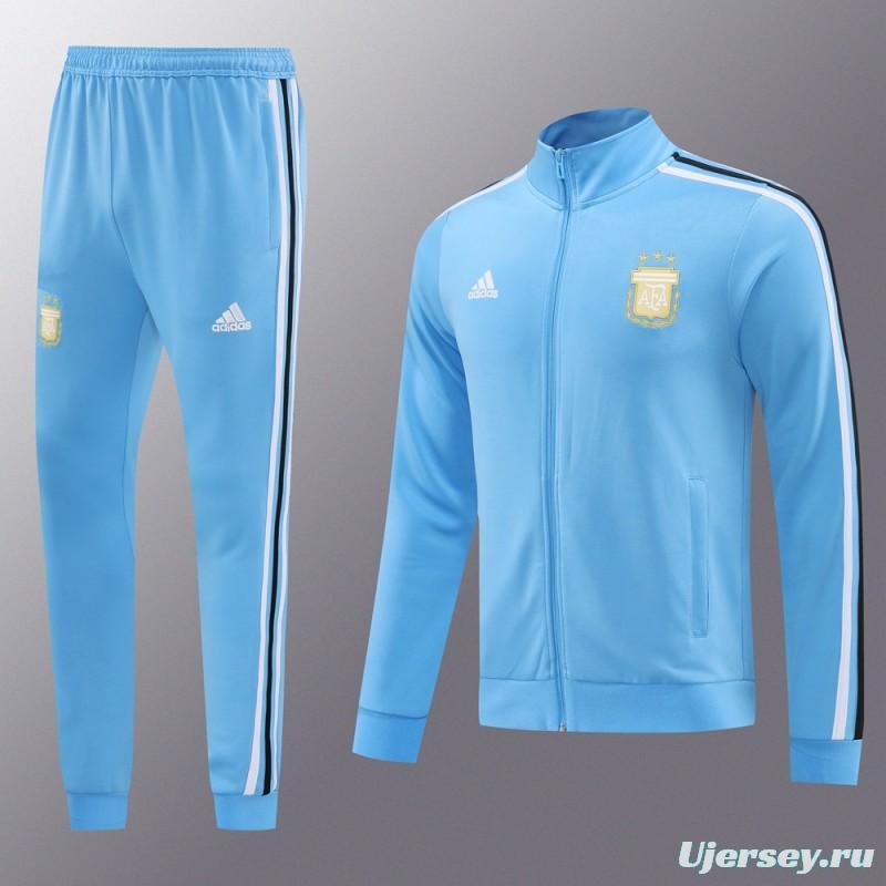 2024 Argentina Blue Full Zipper Jacket +Long Pants